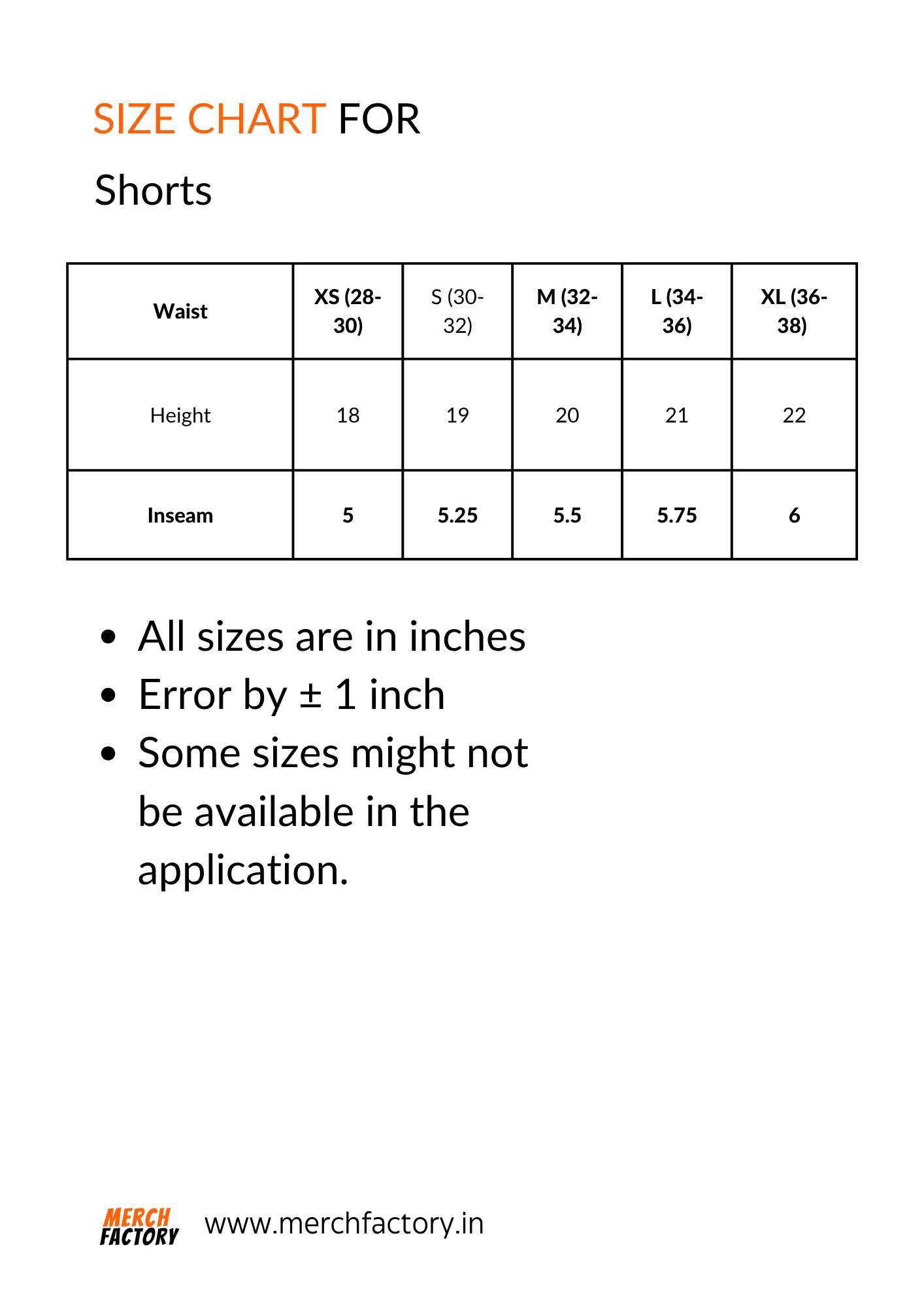size chart