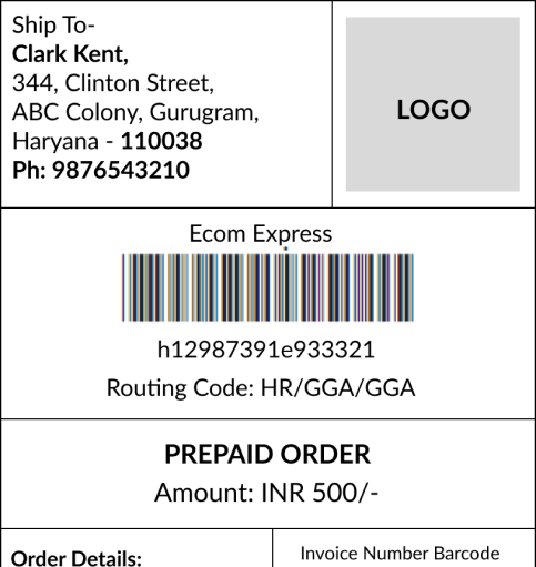 Customise your shipping label for your print on demand business in India.